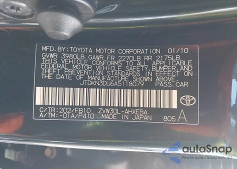2010 Toyota Prius Iii z USA, uszkodzony, nr VIN JTDKN3DU6A5118079